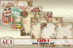 Funny Cats junk journal pages-1, fantasy cartoons 50's style Product Image 2