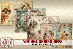 Vintage Spring bees Junk Journal Pages, digital papers Product Image 2