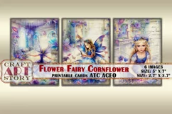Flower Fairy Cornflower Collage picture cards Atc ACEO Product Image 2