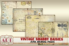 Vintage shabby daisies Junk Journal Pages,plant backgrounds Product Image 2