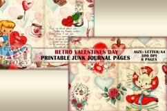 Retro Valentines Day Junk Journal Kit,Printable Product Image 2