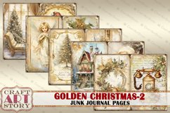 Vintage Golden Christmas-2 Junk Journal Kit,Printable Product Image 2