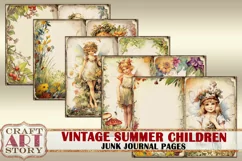 Vintage Summer children junk journal pages, child life Product Image 2