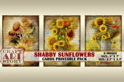 Vintage shabby chic sunflowers collage,Atc ACEO Product Image 2