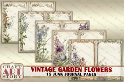 Vintage garden flowers Junk Journal Pages,retro Scrapbook Product Image 2