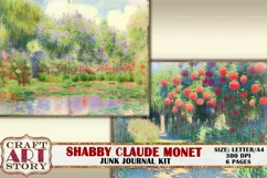 Shabby Claude Monet junk journal Pages,picture collage Product Image 2