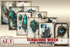 Turquoise witch Junk Journal Pages,scrapbook printables Product Image 2
