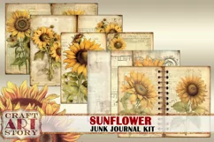 Vintage Sunflower Junk Journal Pages,nature floral papers Product Image 2