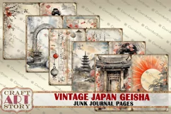 Vintage Japan Geisha Junk Journal picture collage,Digital Product Image 2
