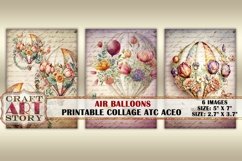 Shabby chic cards watercolor Air Balloons Collage Sheet Product Image 2