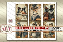 Halloween animals-2 picture collage cards atc BONUS Product Image 2