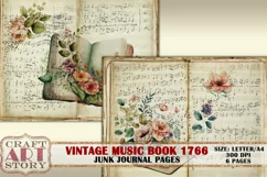 Vintage junk journal Pages,music book picture collage Product Image 2