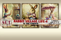 Vintage Bunny Collage picture cards Rabbit illage life - 4 Product Image 2