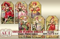 Vintage flower girls junk journal tags-3,girl ephemera card Product Image 2