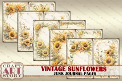 Vintage Sunflower Junk Journal Pages,nature floral papers Product Image 2
