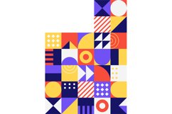 Colorful neo geometric poster. Grid color geometrical shapes Product Image 1