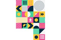 Colorful neo geometric poster. Grid color geometrical shapes Product Image 1