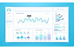 Infographic dashboard. UI kit with diagrams, pie charts, lin Product Image 1