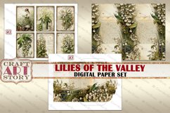 Vintage Lilies of the Valley,Digital Paper Set printables Product Image 3