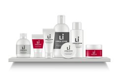 Cosmetics bottles. Realistic beauty packaging on shelves. Is Product Image 1