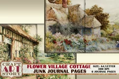 Vintage Flower Village cottage painting collage Product Image 3