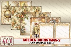 Vintage Golden Christmas-2 Junk Journal Kit,Printable Product Image 3