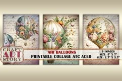 Shabby chic cards watercolor Air Balloons Collage Sheet Product Image 3