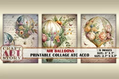 Shabby chic cards watercolor Air Balloons Collage Sheet Product Image 3