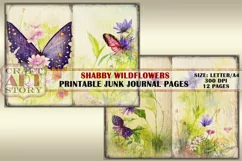 Shabby Wildflowers junk journal Pages,picture collage Product Image 3
