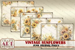 Vintage Sunflower Junk Journal Pages,nature floral papers Product Image 3
