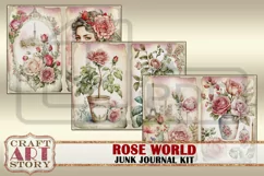 Rose fantasy Junk Journal Pages,Vintage Floral digital paper Product Image 3