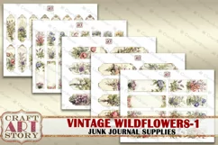 Vintage Wildflowers junk journal Supplies,Botanical Product Image 3
