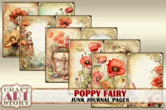 Poppy Fairy fantasy Junk Journal Pages,fairies Poppies paper Product Image 3