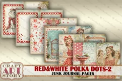 Retro fashion Junk Journal Kit Red&white polka dots part 2 Product Image 3