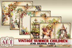 Vintage Summer children junk journal pages, child life Product Image 3