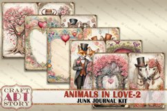 Valentine&#039;s Day Animals in love-2 Junk Journal Kit,Collage Product Image 4