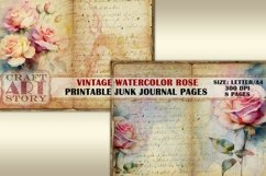 Watercolor Roses junk journal Pages,rose ephemera grunge Product Image 3