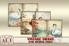 Vintage shabby swans Collage picture junk journal Pages Product Image 3