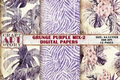 Grunge Purple floral Pattern Papers,Kit Backgrounds Product Image 3