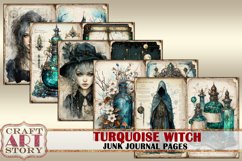Turquoise witch Junk Journal Pages,scrapbook printables Product Image 3