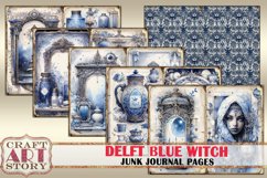 Delft Blue Witch Junk Journal Pages,scrapbook printables Product Image 3
