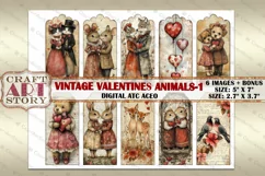 Vintage Valentine's Day-1 animals collage cards atc BONUS Product Image 3