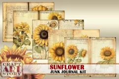 Vintage Sunflower Junk Journal Pages,nature floral papers Product Image 3