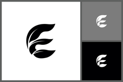 Letter E Logo with Leaf Shapes for Nature and Eco Brand Product Image 1