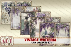 Vintage Wisteria Junk Journal Kit,scrapbook printables Product Image 3