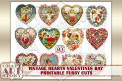 Vintage stickers set,fussy cuts Printable,Hearts Valentines Product Image 2
