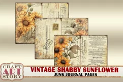 Shabby sunflowers Junk Journal Pages,plant backgrounds Product Image 3