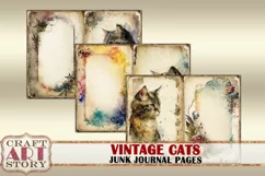Vintage shabby cats Collage picture junk journal Pages Product Image 3