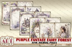 Purple Fantasy Fairy Forest Junk Journal Pages, printables Product Image 3
