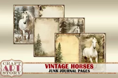 Vintage shabby horses Collage picture junk journal Pages Product Image 3